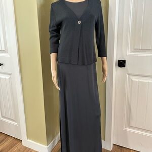 Margaret O’Leary Blue Maxi Dress And Cardigan Sweater Set Small